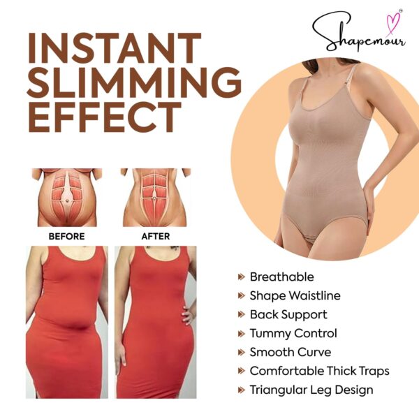 SHAPEMOUR Thong Bodysuit for Women, Slimming Design…