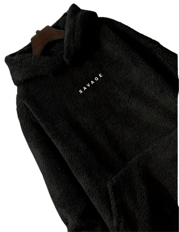 BE SAVAGE Savage Printed Sherpa Woolen Drop Shoulder…