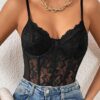 Softwrap Women’s Floral Lace Sheer Mesh Corset Bodysuit…