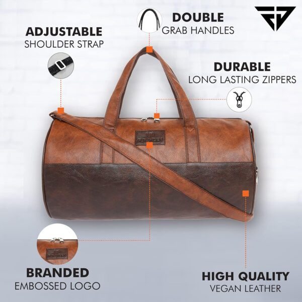 Fur Jaden Tan Leatherette Gym Bag for Men Women Boys…