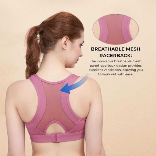 PLUMBURY Women’s Padded Sports Bra with Mesh Racerback…