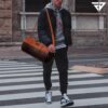 Fur Jaden Tan Leatherette Gym Bag for Men Women Boys…