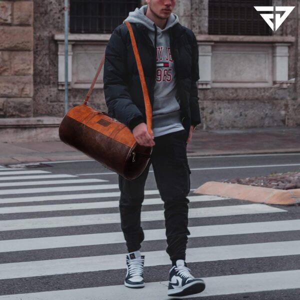 Fur Jaden Tan Leatherette Gym Bag for Men Women Boys…