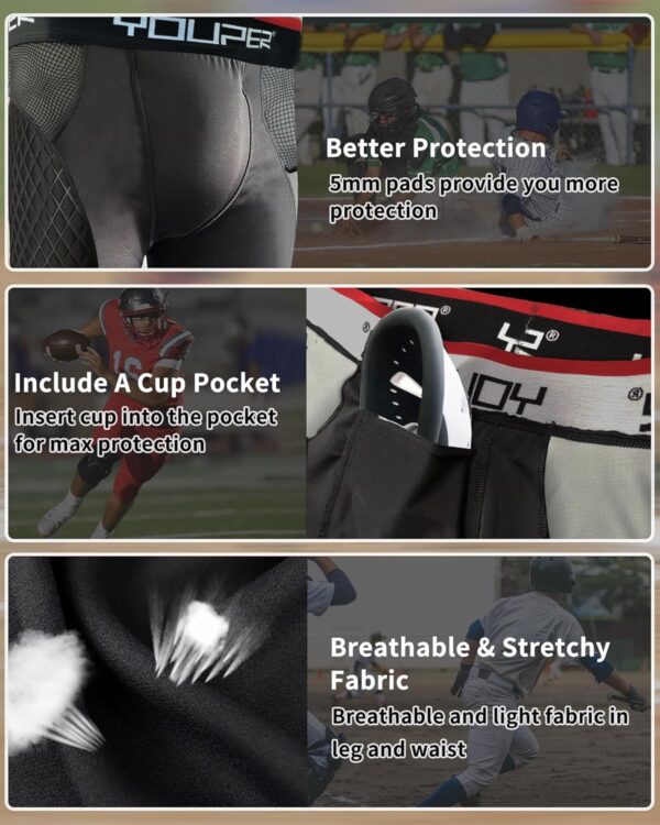 Youper Adult Elite Padded Sliding Shorts, Compression…