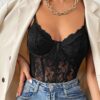 Softwrap Women’s Floral Lace Sheer Mesh Corset Bodysuit…