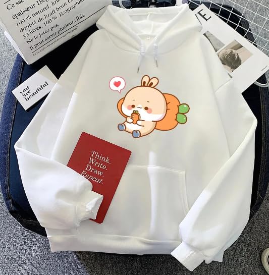 PDK Fashion Bunny Carrot Print Hooded Neck Sweatshirt…