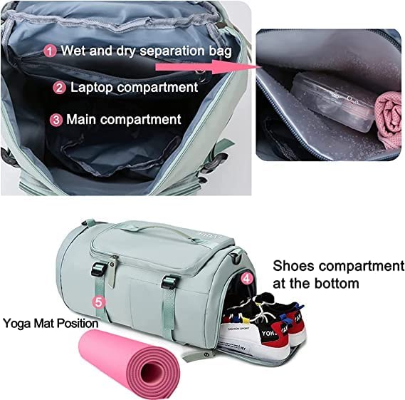 SHRBI 3 in 1 Multiple Compartment Duffel Bag with Unisex…