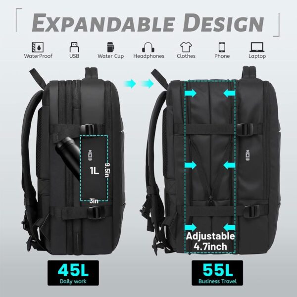 TECPHILE Bange Expandable Laptop Backpack – Anti-Theft…
