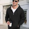 ADBUCKS Men’s Winter Lined Hoodie Zip Up Thick Soft Fur…