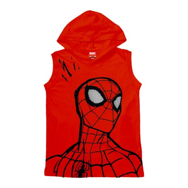 Kuchipoo  Marvel Boys Sleeveless Hooded Regular Fit T-Shirt