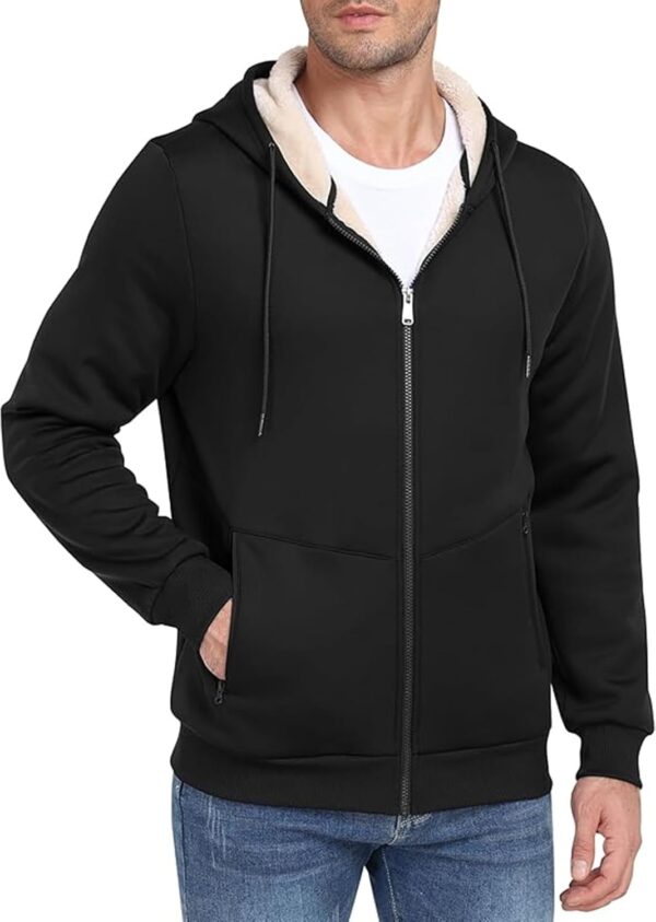 ADBUCKS Men’s Winter Lined Hoodie Zip Up Thick Soft Fur…