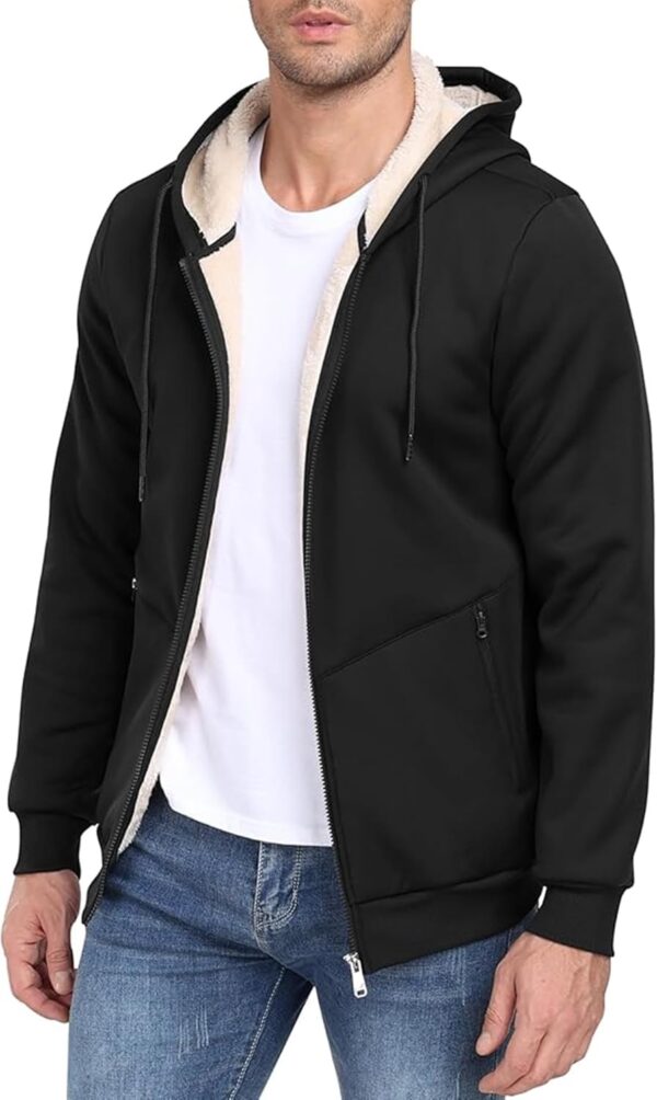ADBUCKS Men’s Winter Lined Hoodie Zip Up Thick Soft Fur…