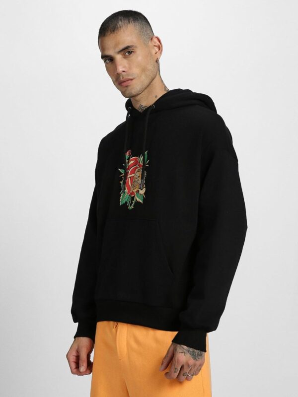 Veirdo Oversized Back Graphic Printed Black Cotton Poly…
