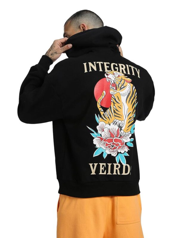 Veirdo Oversized Back Graphic Printed Black Cotton Poly…