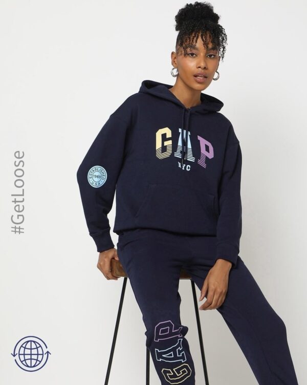 GAP Womens Regular Fit Solid Full Sleeves Hooded Sweatshirt