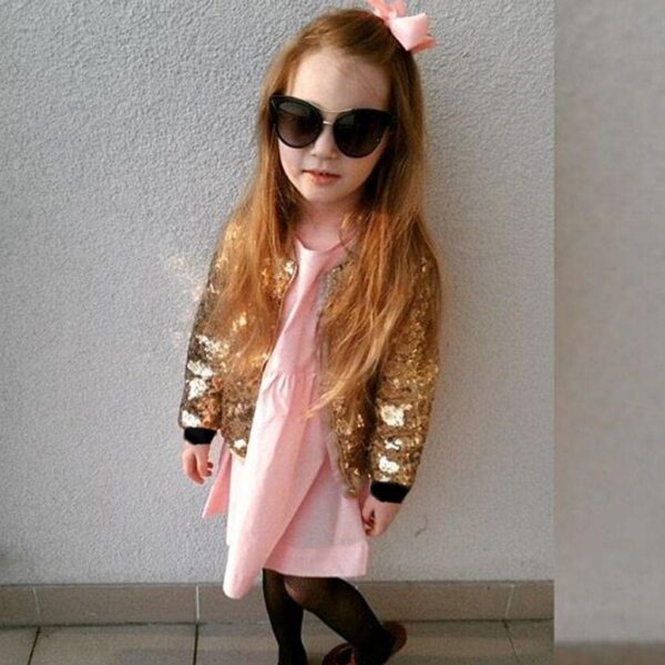 LICHTSBabies Kids Girls Coat Sequin Shining Long Sleeve…