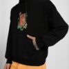 Veirdo Oversized Back Graphic Printed Black Cotton Poly…