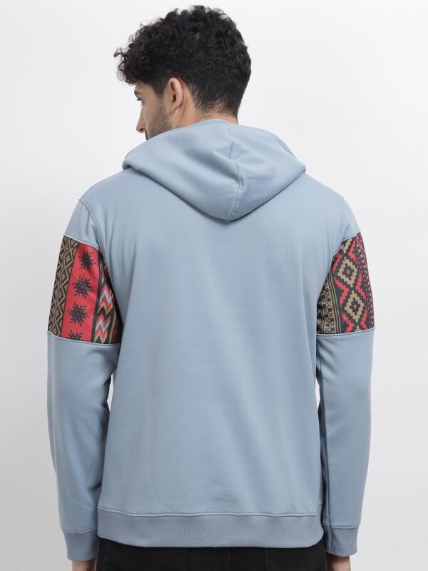 BULLMER Grey Melange Trendy Colourblock Fleece Hoodie…