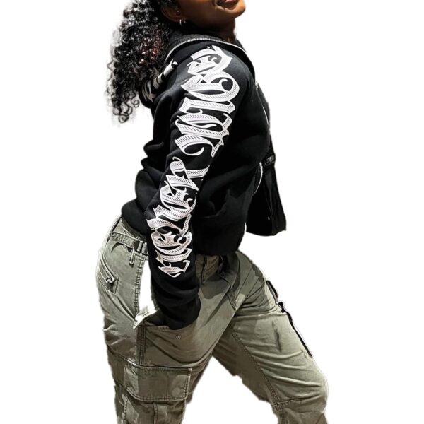 PLAYPUNK Rhinestone Skeleton Spider Zip Up Hoodie Y2k…