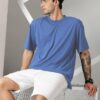 RodZen Oversized Half Sleeves Round Neck Solid Cotton…