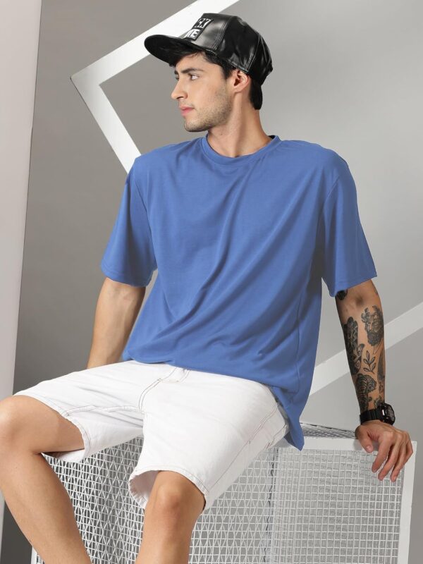 RodZen Oversized Half Sleeves Round Neck Solid Cotton…