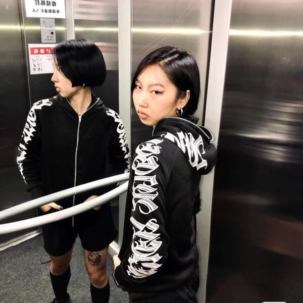 PLAYPUNK Rhinestone Skeleton Spider Zip Up Hoodie Y2k…