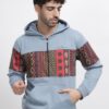 BULLMER Grey Melange Trendy Colourblock Fleece Hoodie…