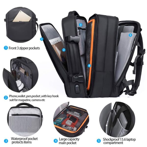 TECPHILE Bange Expandable Laptop Backpack – Anti-Theft…