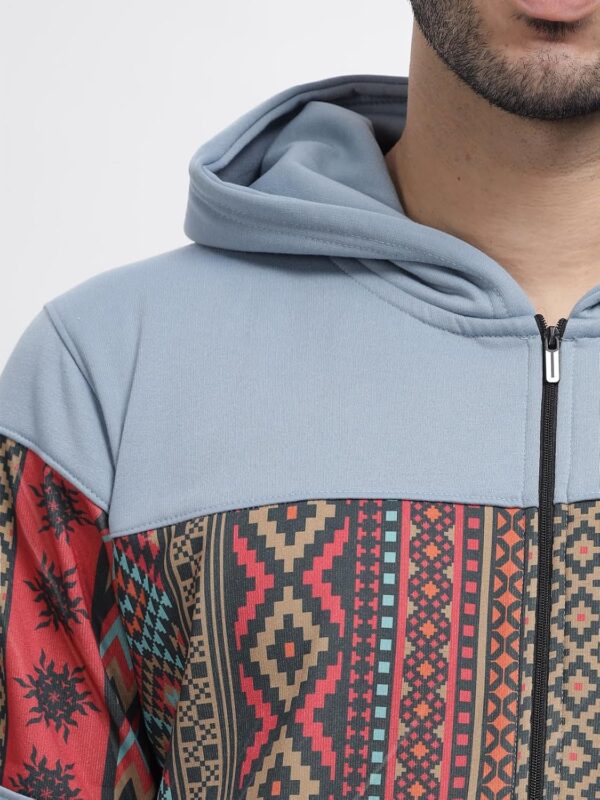 BULLMER Grey Melange Trendy Colourblock Fleece Hoodie…