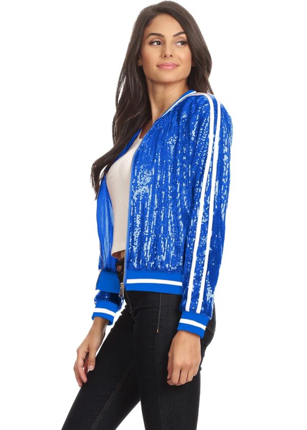 ANNA-KACI Womens Long Sleeve Front Zip Track Stripe…